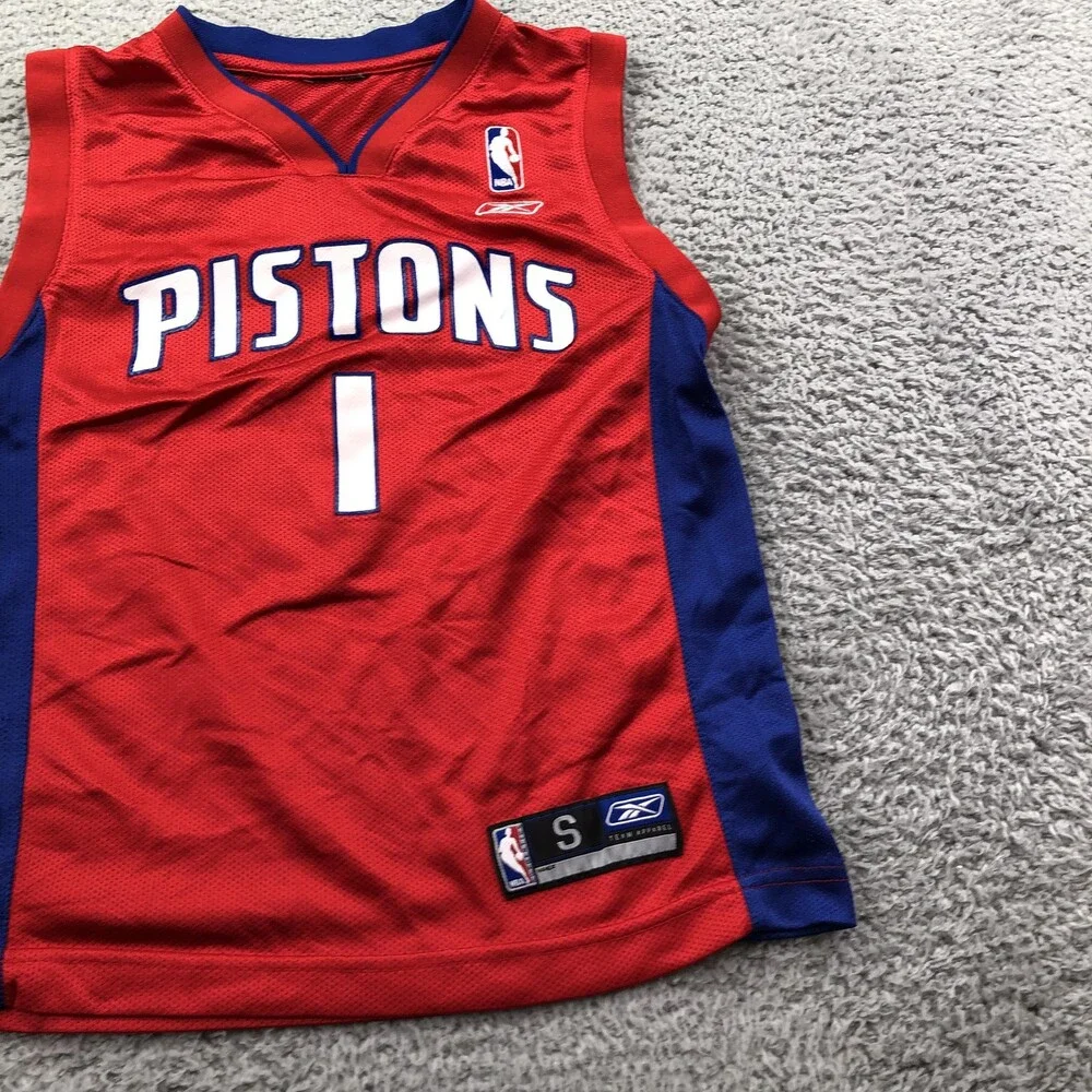 Detroit Pistons Jersey Boys Small Red NBA Basketball Reebok Chauncey Billups 1